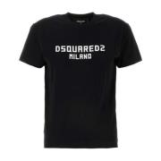 Zwart Katoenen T-shirt Dsquared2 , Black , Dames