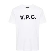 Logo Wit Katoenen T-shirt A.p.c. , White , Heren