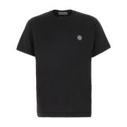 Casual Katoenen T-shirt voor Mannen Stone Island , Black , Heren