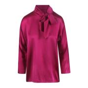 Zijden Blouse met Hoge Hals Jucca , Pink , Dames