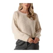 Beige Alpaca Blend Gebreide Trui Summum Woman , Beige , Dames