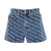 Stijlvolle bedrukte denim shorts Alexander Wang , Blue , Dames