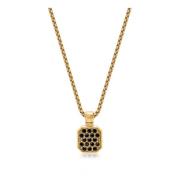 Gold Necklace with Black CZ Square Pendant Nialaya , Yellow , Heren