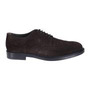 Bruine Suède Derby Schoenen met Brogue Tod's , Brown , Heren