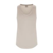 Beige Zijden Stretch Mouwloze Top Brunello Cucinelli , Beige , Dames