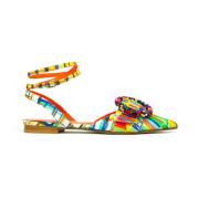 Multicolor stoffen sandaal met enkelband Prosperine , Multicolor , Dam...