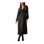 Elegante Sateen Jurk voor Vrouwen Neo Noir , Black , Dames