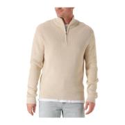 Beige Gebreide Half Zip Trui Selected Homme , Beige , Heren