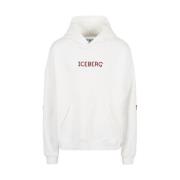 Sweatshirt met capuchon en bedrukt logo Iceberg , Beige , Heren