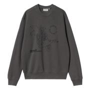 Grafische Print Sweater in Grijs Carhartt Wip , Gray , Heren