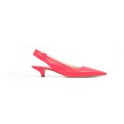 Open-toe leren pumps met 35mm hak Prosperine , Red , Dames