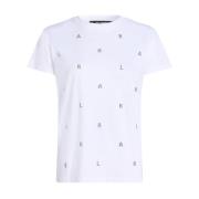 WIT T-Shirt Letters Strass Karl Lagerfeld , White , Dames