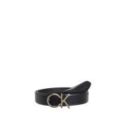 Zwarte Leren Riem 100% Echt Leer Calvin Klein , Black , Dames