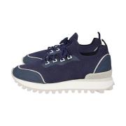 Gebreide en Suède Sneaker Schoen Eleventy , Blue , Heren