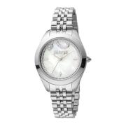 Elegante Roestvrijstalen Quartz Horloge met Rhinestone Facing Just Cav...