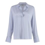 Zijden blouse met asymmetrische zoom Vince , Blue , Dames