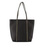 Rockstud Grained Leather Shopper Tas Valentino Garavani , Black , Dame...