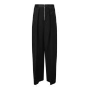 Hoge taille viscose broek met ritssluiting Khaite , Black , Dames