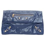 Pre-owned Leather clutches Balenciaga Vintage , Blue , Dames