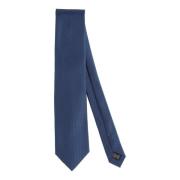 Blauwe Zijden Stropdas met Logopatroon Ermenegildo Zegna , Blue , Here...