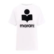 Linnen T-shirt met Flocked Logo Isabel Marant Étoile , White , Dames