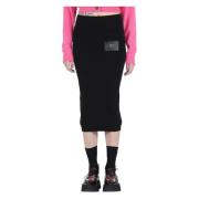 Zwarte katoenen kokerrok N21 , Black , Dames