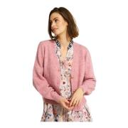 Jenny Gebreide Vest Blush Rose IN Front , Pink , Dames