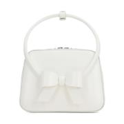 Witte geborsteld leren handtas met strik Shushu/Tong , White , Dames