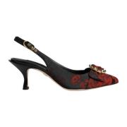 Bloemen Slingback Pumps Zwart Kristal Hak Dolce & Gabbana , Multicolor...