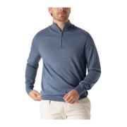 Blauwe Half Zip Pullover Sweater Profuomo , Blue , Heren