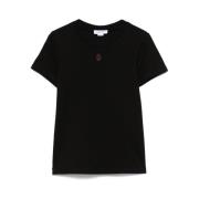 Zwarte T-shirt met schedelborduursel Alexander McQueen , Black , Dames