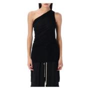 Zwarte Asymmetrische Halslijn Gedrapeerde Top Rick Owens , Black , Dam...