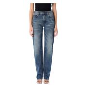 Mid Blue Denim Straight Leg Jeans Haikure , Blue , Dames