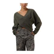 Groene Wrap Pullover Elegante Stijl Moss Copenhagen , Green , Dames