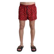 Rode zwemshorts met trekkoord Dolce & Gabbana , Red , Heren