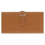 Pre-owned Leather wallets Hermès Vintage , Brown , Dames