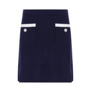 Donkerblauwe Trapezium Rok met Parelknopen Essentiel Antwerp , Blue , ...