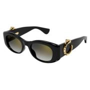 Stijlvolle Cat-Eye Zonnebril in Zwart Cartier , Black , Dames