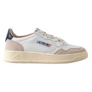 Witte leren sneakers met blauwe hiel Autry , White , Dames