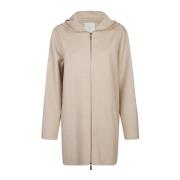 Volledige rits capuchon wollen jas Eleventy , Beige , Dames