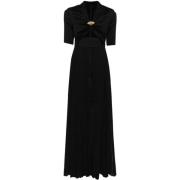 Zwarte Maxi Jurk met Gouden Logo Karl Lagerfeld , Black , Dames