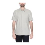 Beige Linen Blend Short Sleeve Shirt Antony Morato , Beige , Heren