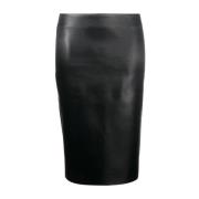 Zwarte Satijnen Midi Rok Saint Laurent , Black , Dames