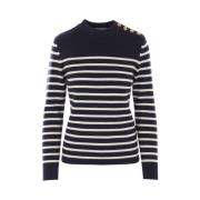 Gestreepte Wol Kasjmier Pullover Sweater Chloé , Blue , Dames