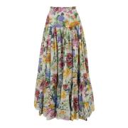 Hoge Taille Bloemen Ruche Rok Dolce & Gabbana , Multicolor , Dames