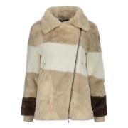 Ribgebreide manchetten faux fur jack met lurex draden Lorena Antoniazz...