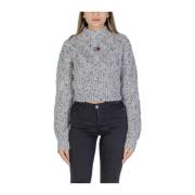 Witte Gebreide Wollen Trui Tommy Jeans , Gray , Dames