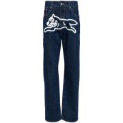 Blauwe Denim Grafische Print Jeans Icecream , Blue , Heren