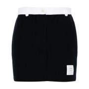 Blauwe Twill Rok Thom Browne , Blue , Dames