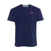 Blauw T-shirt met dubbel hartlogo Comme des Garçons Play , Blue , Here...